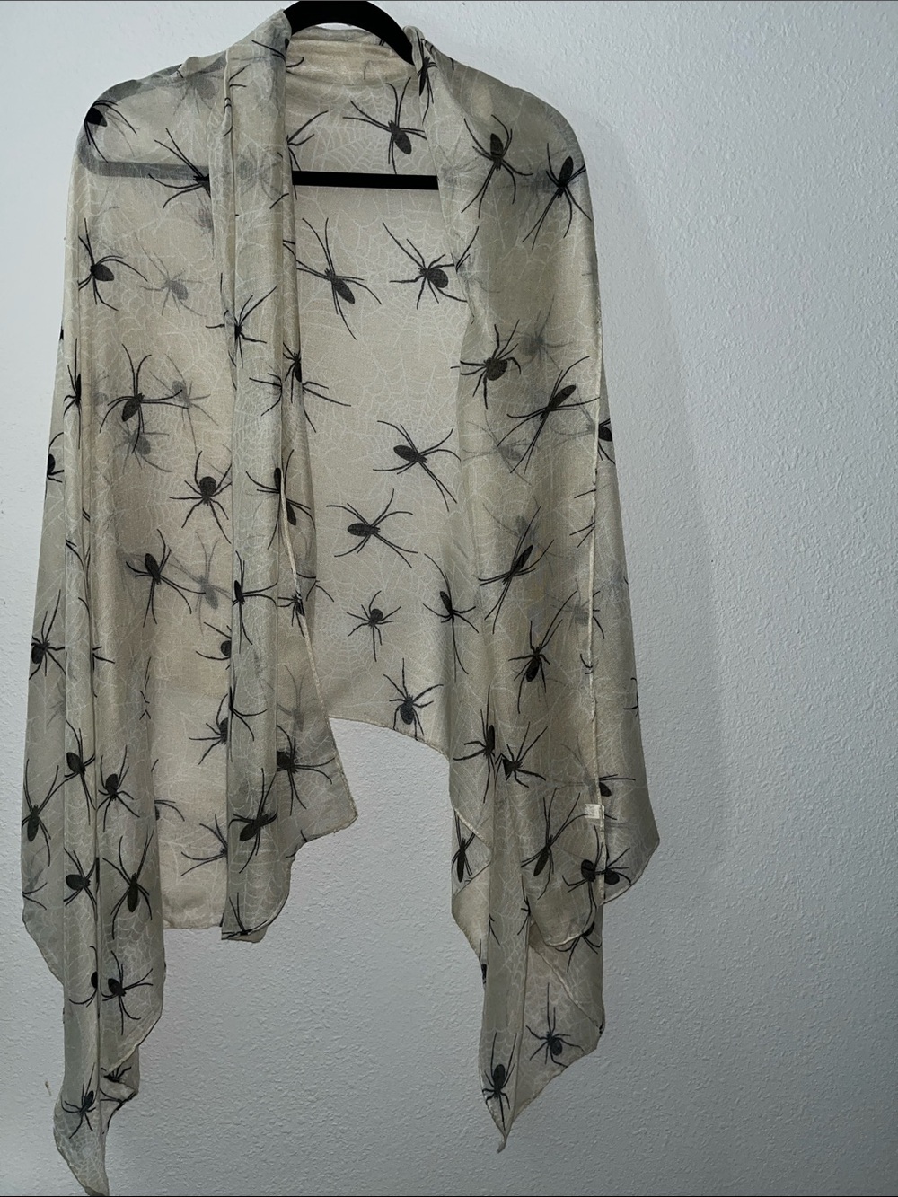 Halloween Sheer Beige Spider-Print Wrap Scarf
Novelty print
36” x 70”
NWOT - Picture 3 of 7